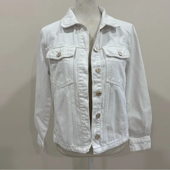 MNG Kids Girls White Denim Jacket 13–14 Years 164cm - Picture 1 of 8